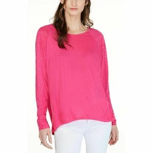 Michael Kors Ladies Studded-Sleeve Pink Top Sz XL